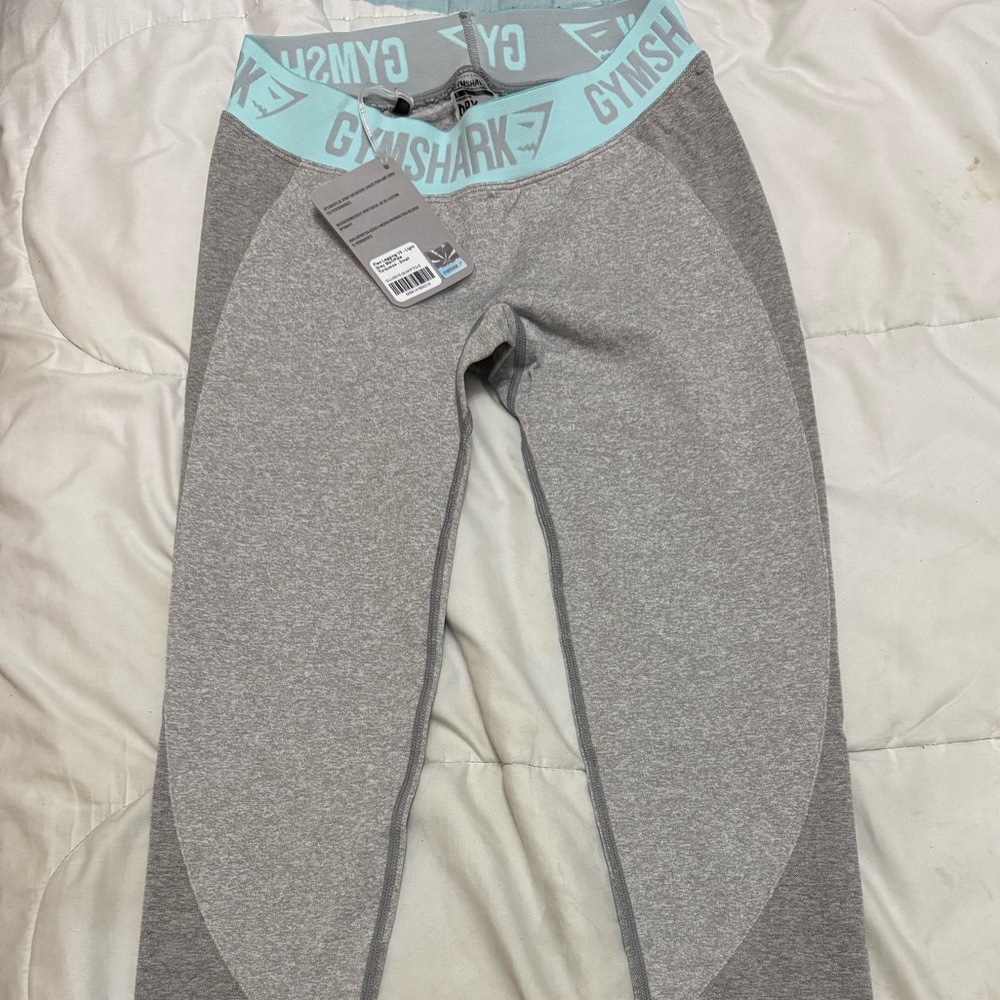 Gymshark Light Grey and Pale Turquoise Leggings